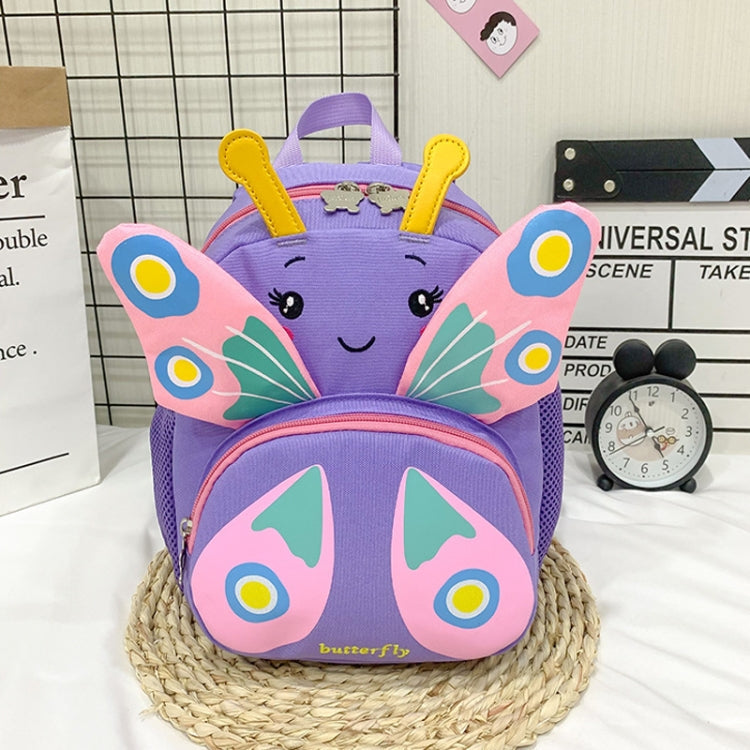 Children Schoolbag Shoulder Bag Girls Cute Cartoon Butterfly Backpack(Purple)