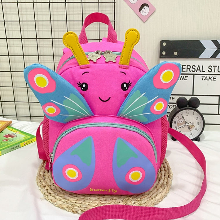 Children Schoolbag Shoulder Bag Girls Cute Cartoon Butterfly Backpack(Rose Red)