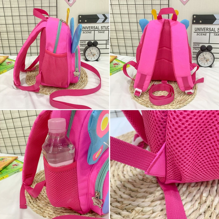 Children Schoolbag Shoulder Bag Girls Cute Cartoon Butterfly Backpack(Rose Red)