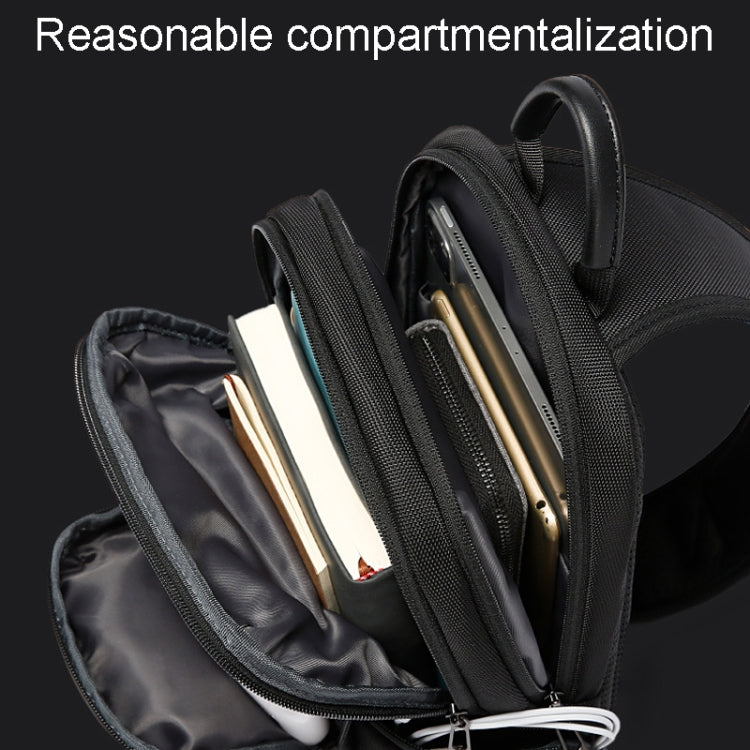 BANGE BG-7718 Mens Satchel Chest Bag Large Capacity Sports Casual Single-Shoulder Backpack(Black)
