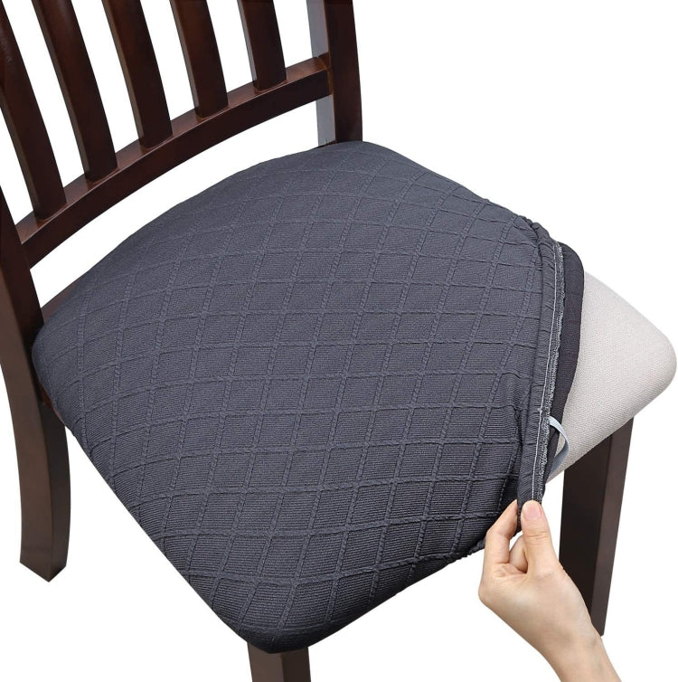 Diamond Plaid Jacquard Chair Cushion Cover Hotel Restaurant Dining Table Chair Cover(Dark Gray)