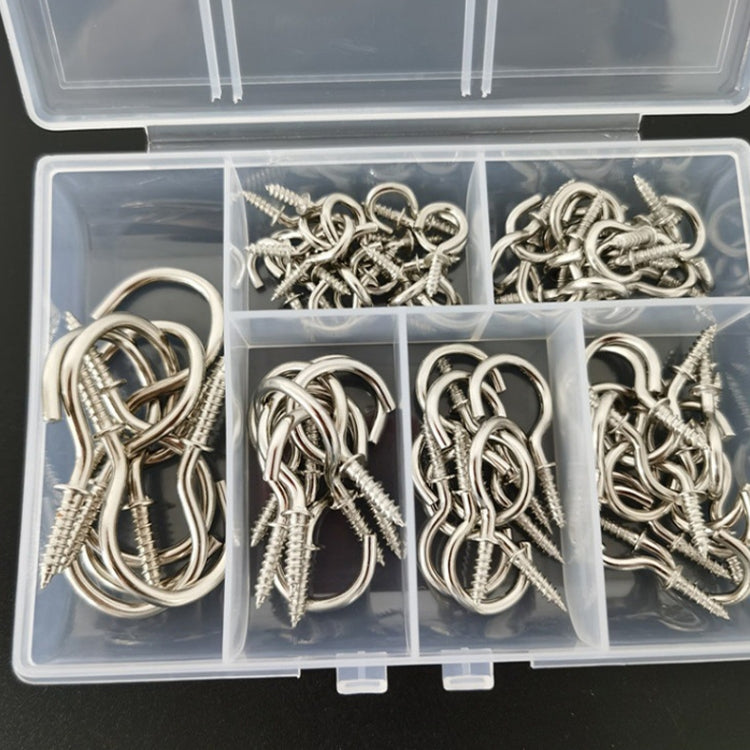 75pcs /Box Screw-in Ceiling Hook Set Home Storage Wall Cup Hook Lamp Hook(Silver)