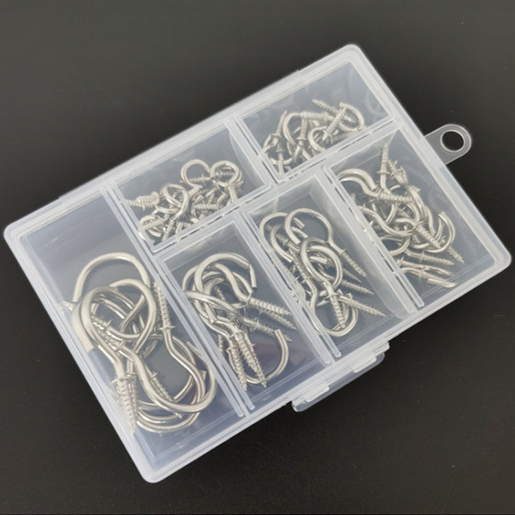 75pcs /Box Screw-in Ceiling Hook Set Home Storage Wall Cup Hook Lamp Hook(Silver)