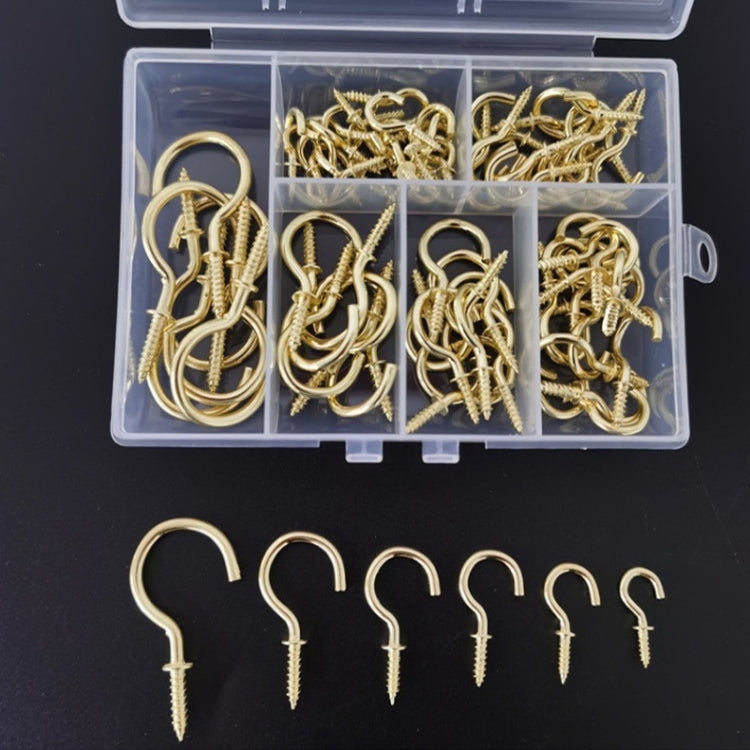 75pcs /Box Screw-in Ceiling Hook Set Home Storage Wall Cup Hook Lamp Hook(Gold)