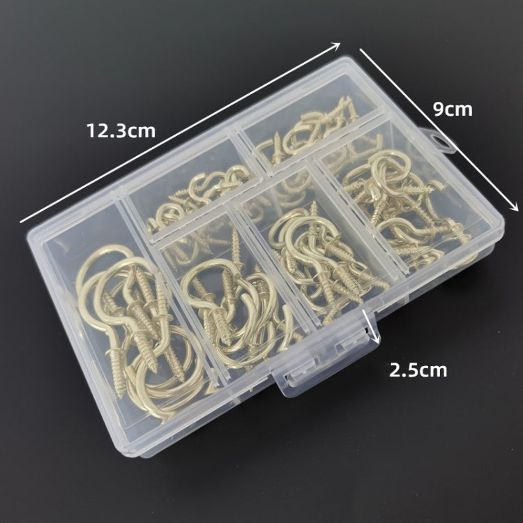 75pcs /Box Screw-in Ceiling Hook Set Home Storage Wall Cup Hook Lamp Hook(Silver)