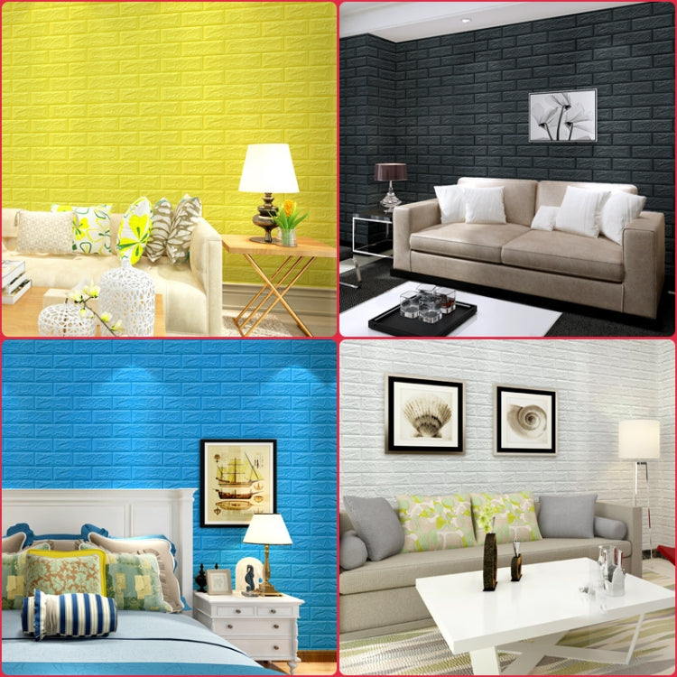 3mm Thickness 35x38.5cm 3D Self-Stick Wallpaper Soft Wrapping Waterproof Wall Sticker(Black)