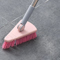Triangular Floor Brush Long Handle Stiff Bristle Corner Crevice Brush(Pink)
