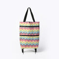 2 In 1  Oxford Cloth Shopping Bag Foldable Shopping Trolley Cart(Wavy Stripe)