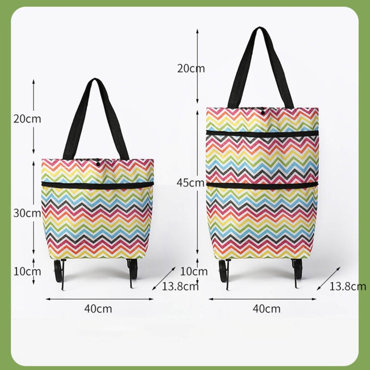 2 In 1  Oxford Cloth Shopping Bag Foldable Shopping Trolley Cart(Wavy Stripe)