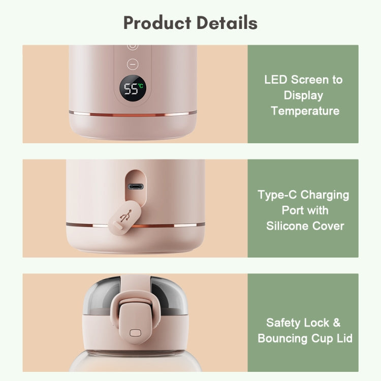 300ml Wireless Instant Water Warmer Electric Kettle for Baby Formula With 5200 mAh Battery Capacity(White)