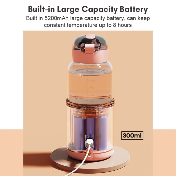 300ml Wireless Instant Water Warmer Electric Kettle for Baby Formula With 5200 mAh Battery Capacity(Pink)