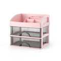 Desktop Drawer Organizer Multi-Layer Cosmetic Jewelry Box Stationery Multi-Functional Organizer, Style: 3 Layer Black Drawer (Pink)