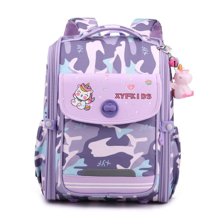 XYFKIDS Girls Cute Shoulder Backpack Dual Student Schoolbag Kids Casual Space Bag(Gray Purple)