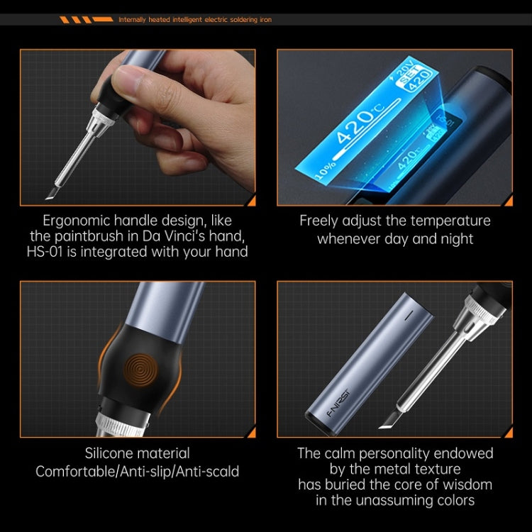 FNIRSI 14pcs/ Set Mini Soldering Station Digital Display Constant Temperature Smart Soldering Iron, Color: Black 6 Head With Power Supply