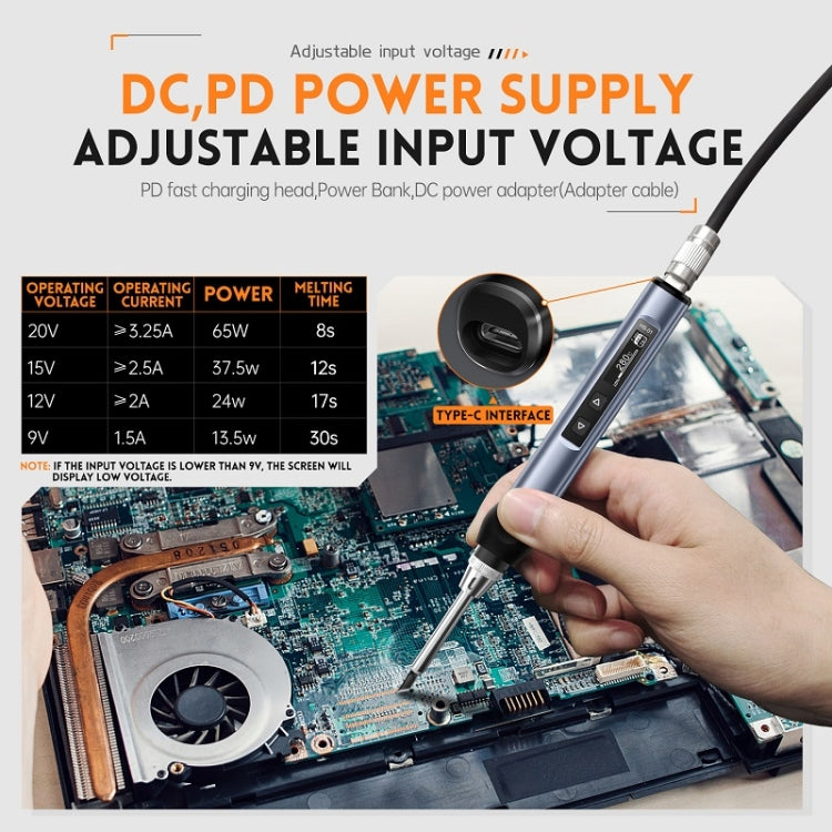 FNIRSI 9pcs/ Set Mini Soldering Station Digital Display Constant Temperature Smart Soldering Iron, Color: Black Standard 6 Heads