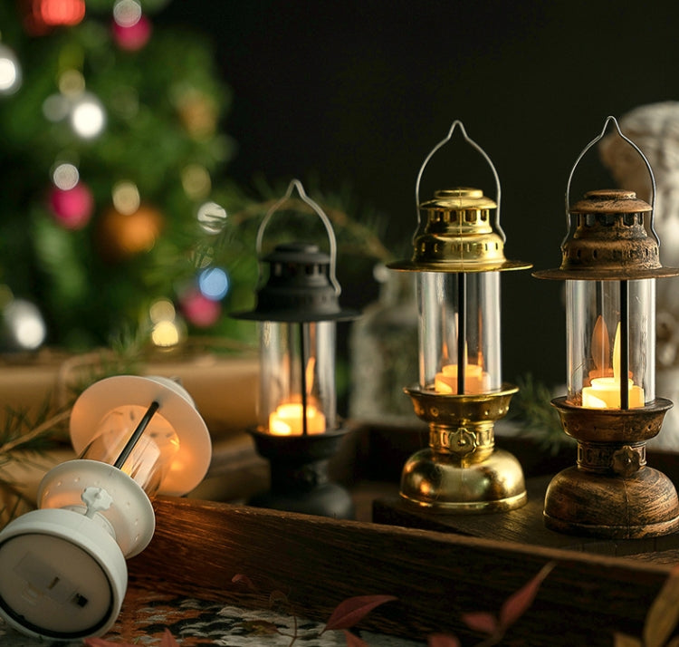 Retro LED Electronic Portable Lights Christmas Decoration Night Lights, Style: Candle (Black)