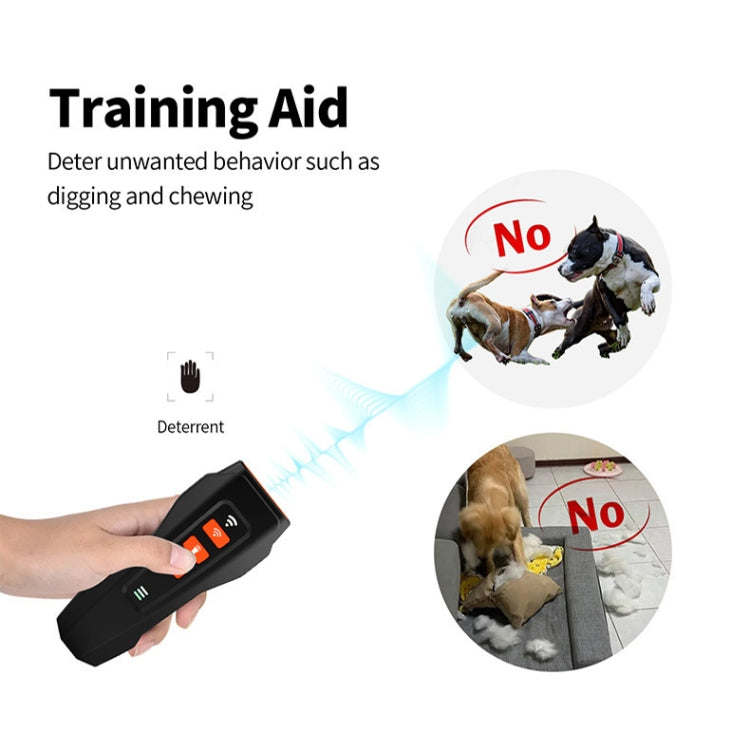 LED Flashing Light Handheld Ultrasonic Bark Arrester Frequency Conversion Dog Training Device(Gray+Orange)