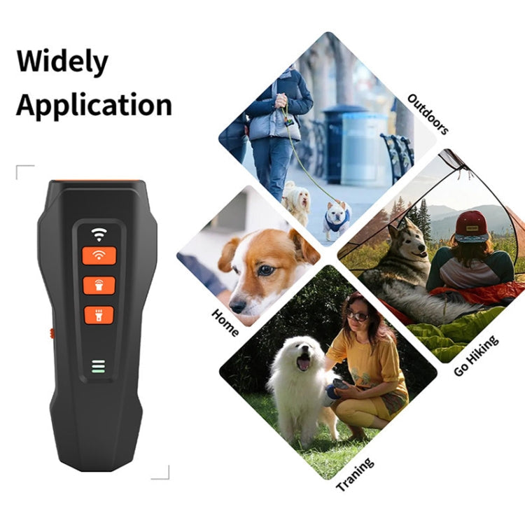LED Flashing Light Handheld Ultrasonic Bark Arrester Frequency Conversion Dog Training Device(Gray+Orange)