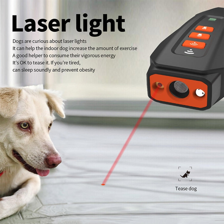 LED Flashing Light Handheld Ultrasonic Bark Arrester Frequency Conversion Dog Training Device(Gray+Orange)