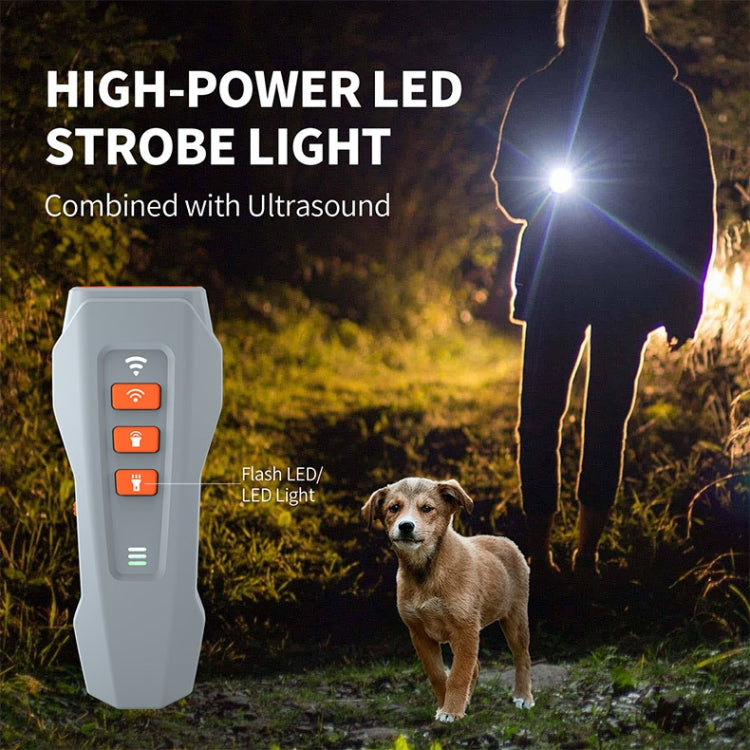 LED Flashing Light Handheld Ultrasonic Bark Arrester Frequency Conversion Dog Training Device(Black+Orange)