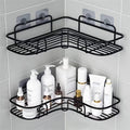 Punch-free Bathroom Triangle Storage Rack Multifunctional Wall Hanging Bracket(Black)