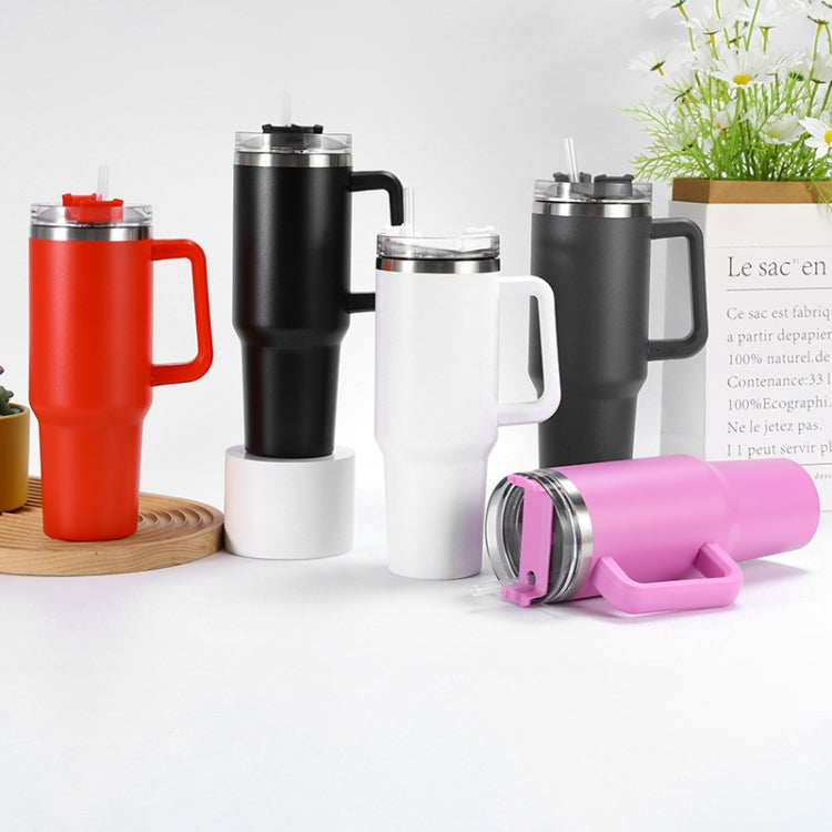 40oz Car Cup Double-Layer Vacuum Cup With Straw Handle Stainless Steel Thermos Cup(Gen1 Black)