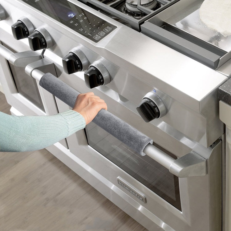 1pair Refrigerator Handle Anti-slip Cover Microwave Oven Oil-proof Handle Cover(Light Grey)