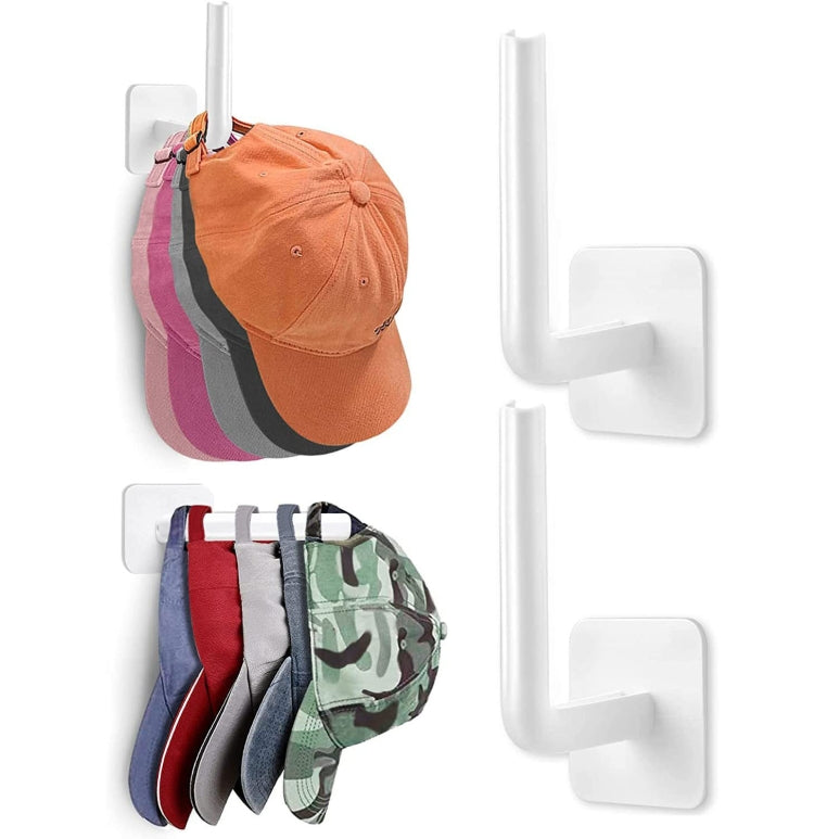 2pcs Baseball Hat Wall Self-Adhesive Hanging Shelf Rack Hook(White)