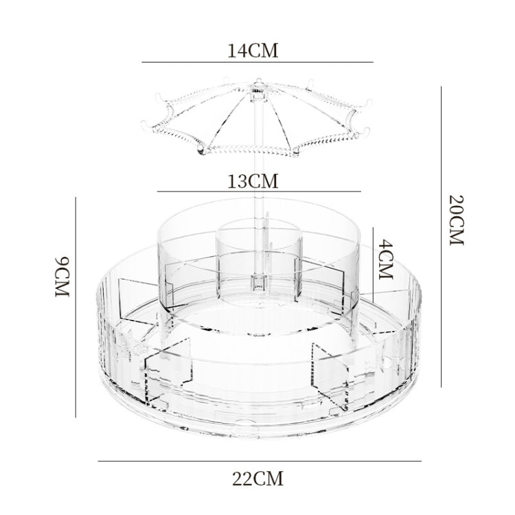 Cosmetic Storage Box Large Capacity Rotating Brush Tube(Transparent)