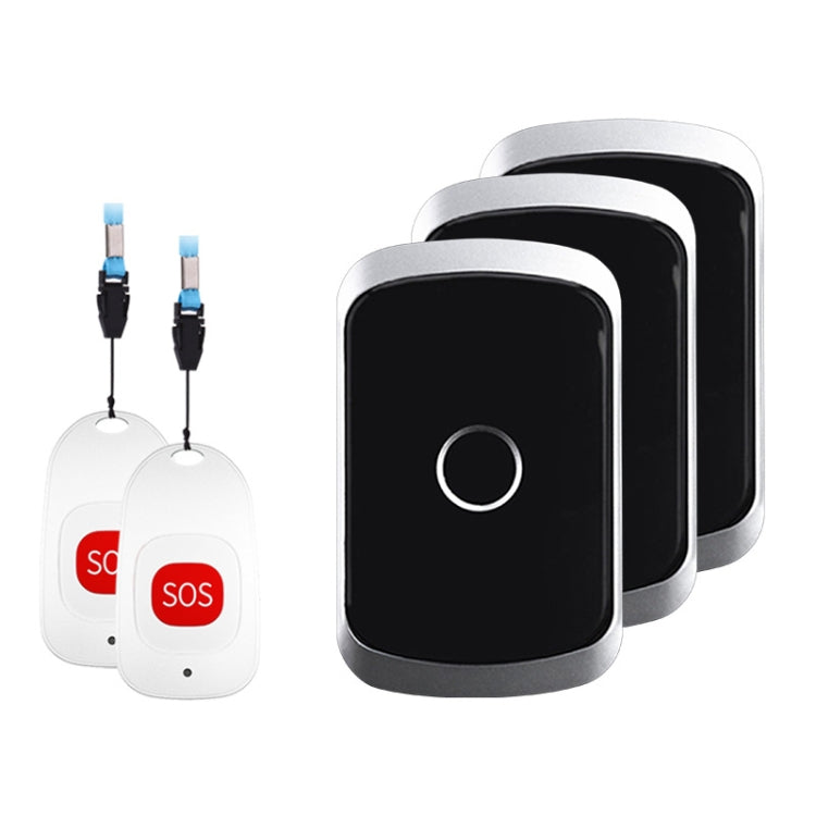 CACAZI C20 Two To Three Wireless Pager For The Elderly Home Care Waterproof Emergency Pager, EU Plug(Black)