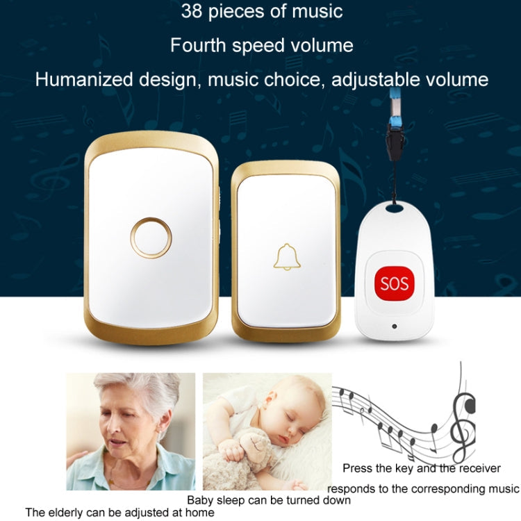 CACAZI C20 Two To Three Wireless Pager For The Elderly Home Care Waterproof Emergency Pager, EU Plug(Silver)