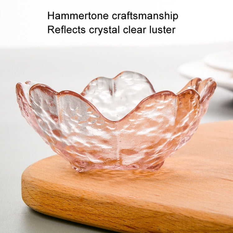 5pcs /Set Hammer Glass Cherry Blossom Dish House Sauce Plate Small Dish, Color: Pink