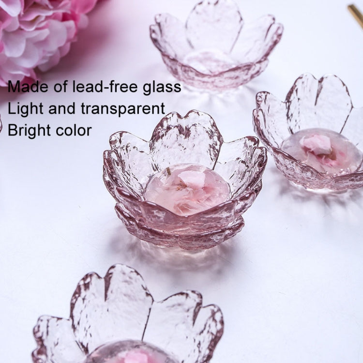 5pcs /Set Hammer Glass Cherry Blossom Dish House Sauce Plate Small Dish, Color: Pink