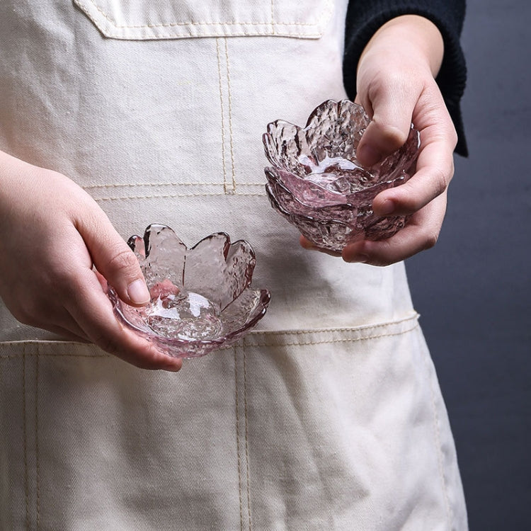 5pcs /Set Hammer Glass Cherry Blossom Dish House Sauce Plate Small Dish, Color: Pink