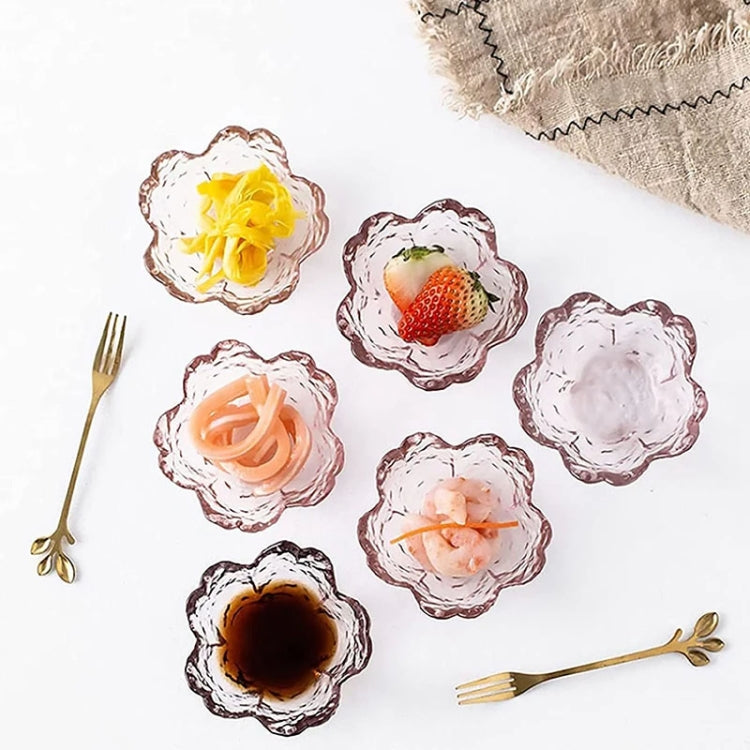 5pcs /Set Hammer Glass Cherry Blossom Dish House Sauce Plate Small Dish, Color: Pink