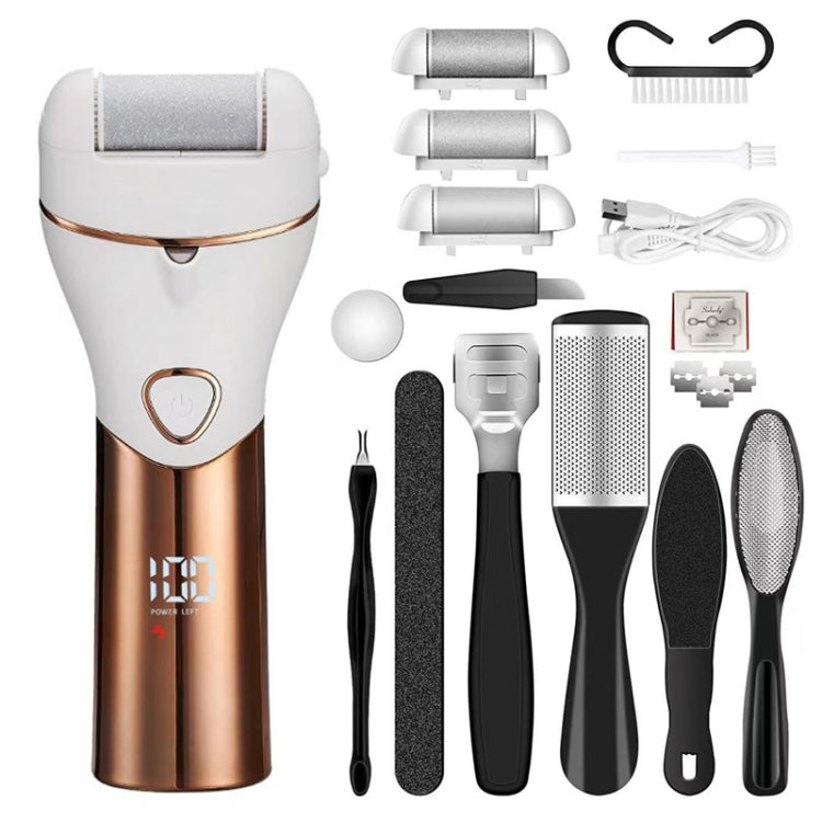 10pcs/set Household Electric Dead Skin Peeling Foot Grinder, Color: Gold