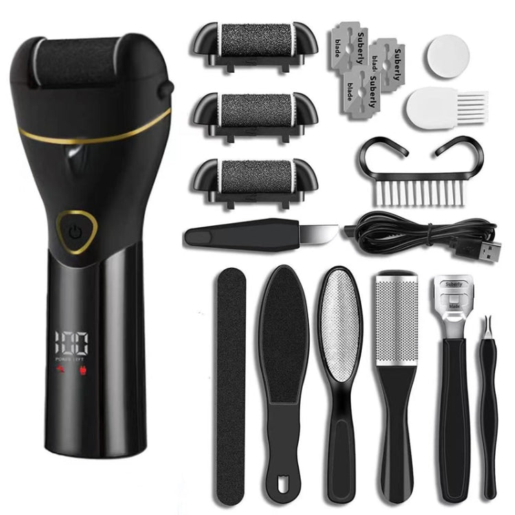 10pcs/set Household Electric Dead Skin Peeling Foot Grinder, Color: Black