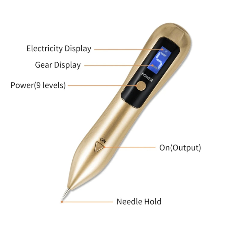 9 Gears Mole Spotting Pen LCD Home Laser Mole Spot Sweeping Beauty Instrument Without Shoot Light(White)