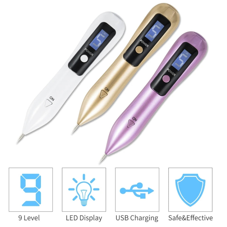 9 Gears Mole Spotting Pen LCD Home Laser Mole Spot Sweeping Beauty Instrument Without Shoot Light(White)