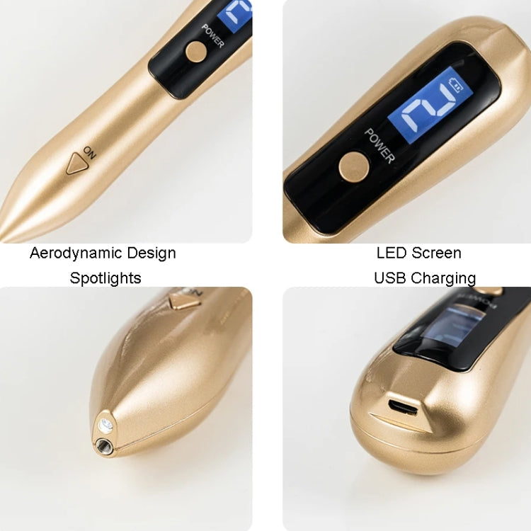9 Gears Mole Spotting Pen LCD Home Laser Mole Spot Sweeping Beauty Instrument With Shot Light(Rose Gold)