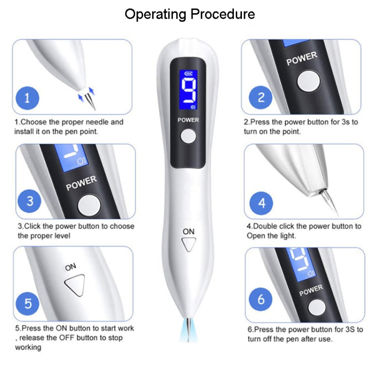 9 Gears Mole Spotting Pen LCD Home Laser Mole Spot Sweeping Beauty Instrument Without Shoot Light(Rose Gold)