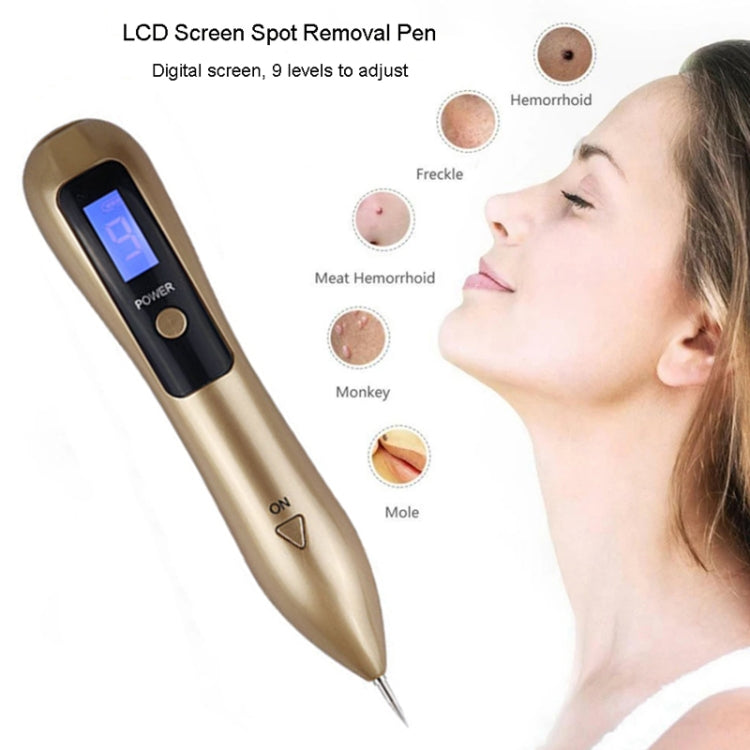 9 Gears Mole Spotting Pen LCD Home Laser Mole Spot Sweeping Beauty Instrument Without Shoot Light(Gold)