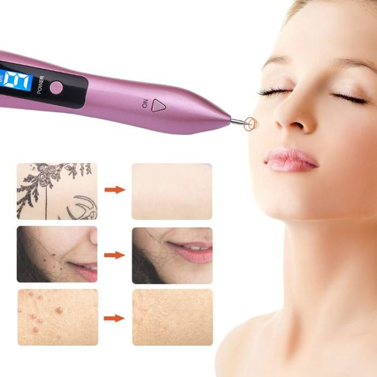 9 Gears Mole Spotting Pen LCD Home Laser Mole Spot Sweeping Beauty Instrument Without Shoot Light(Rose Gold)