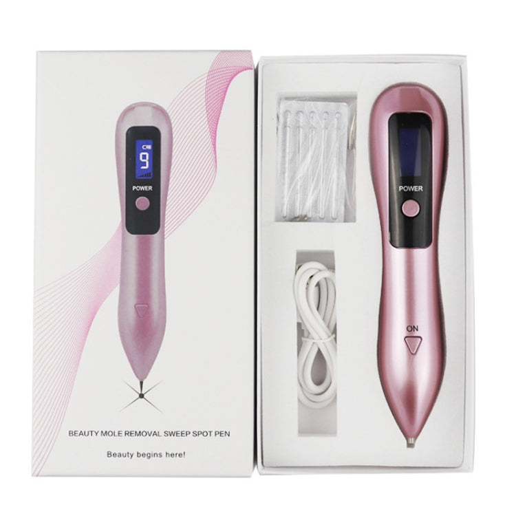 9 Gears Mole Spotting Pen LCD Home Laser Mole Spot Sweeping Beauty Instrument Without Shoot Light(Rose Gold)