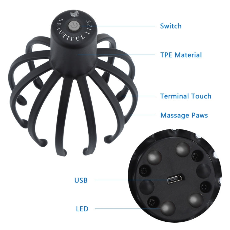 Electrical Scalp Massager Multi-Claw Vibrating Stress Relief Stimulating Hair Scratcher(Black)
