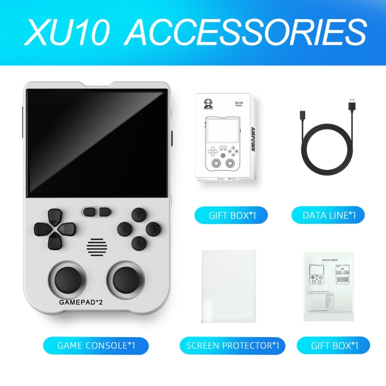 AMPOWN XU10 Handheld Game Console 3.5-Inch IPS Screen Linux System Portable Video Arcade 64G(Grey)