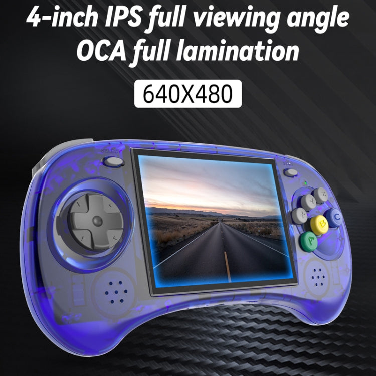 ANBERNIC RG ARC-S Handheld Game Console 4-Inch IPS Screen Linux System Portable Video Arcade 128G(Transparent Blue)