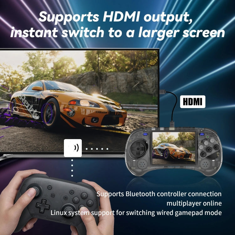 ANBERNIC RG ARC-S Handheld Game Console 4-Inch IPS Screen Linux System Portable Video Arcade 256G(Transparent Blue)