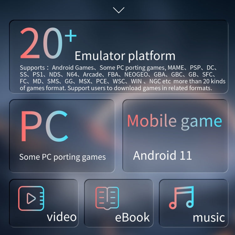 ANBERNIC RG ARC-S Handheld Game Console 4-Inch IPS Screen Linux System Portable Video Arcade 128G(Transparent Blue)
