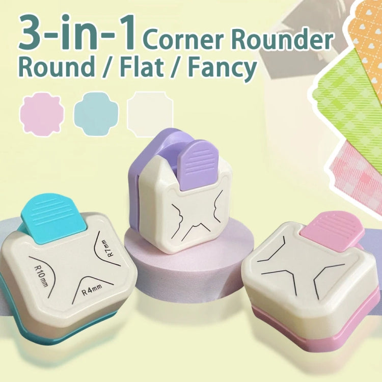 3 In 1 Fancy Corner Cutter Multi-angle Corner Cutter Chamfering Embosser, Style: Round Corner (Blue)